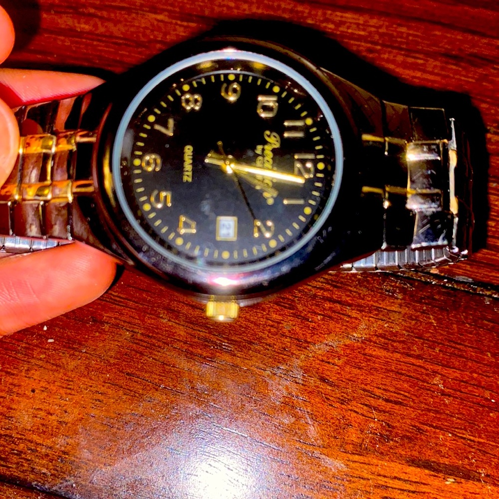 Black and silver watch